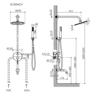 Душевая система Sancos Select SC3004CH хром